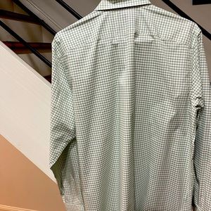 Banana Republic Slim Flex Fit - tech stretch cotton - white with green checks